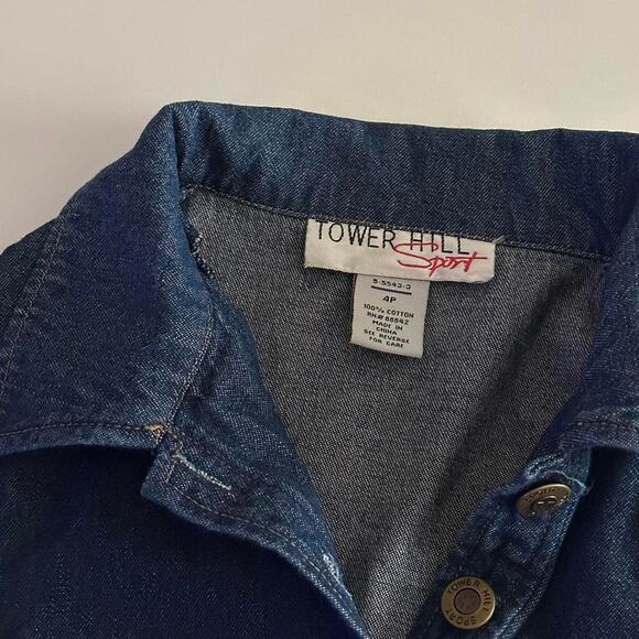 Vintage Tower Hill Sport 100% cotton sleeveless dark wash mini jean dress - Picture 8 of 12